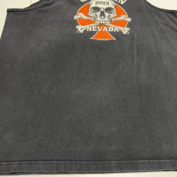 Laughlin Nevada Biker T Shirt Mens XL 23x29.5 Black Sleeveless Skull - Picture 4 of 11
